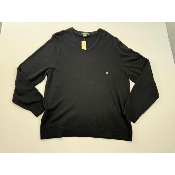 Eddie Bauer Cotton Cashmere V-Neck Sweater Black NWT Men’s Size Large Minimalist - Picture 3 of 8
